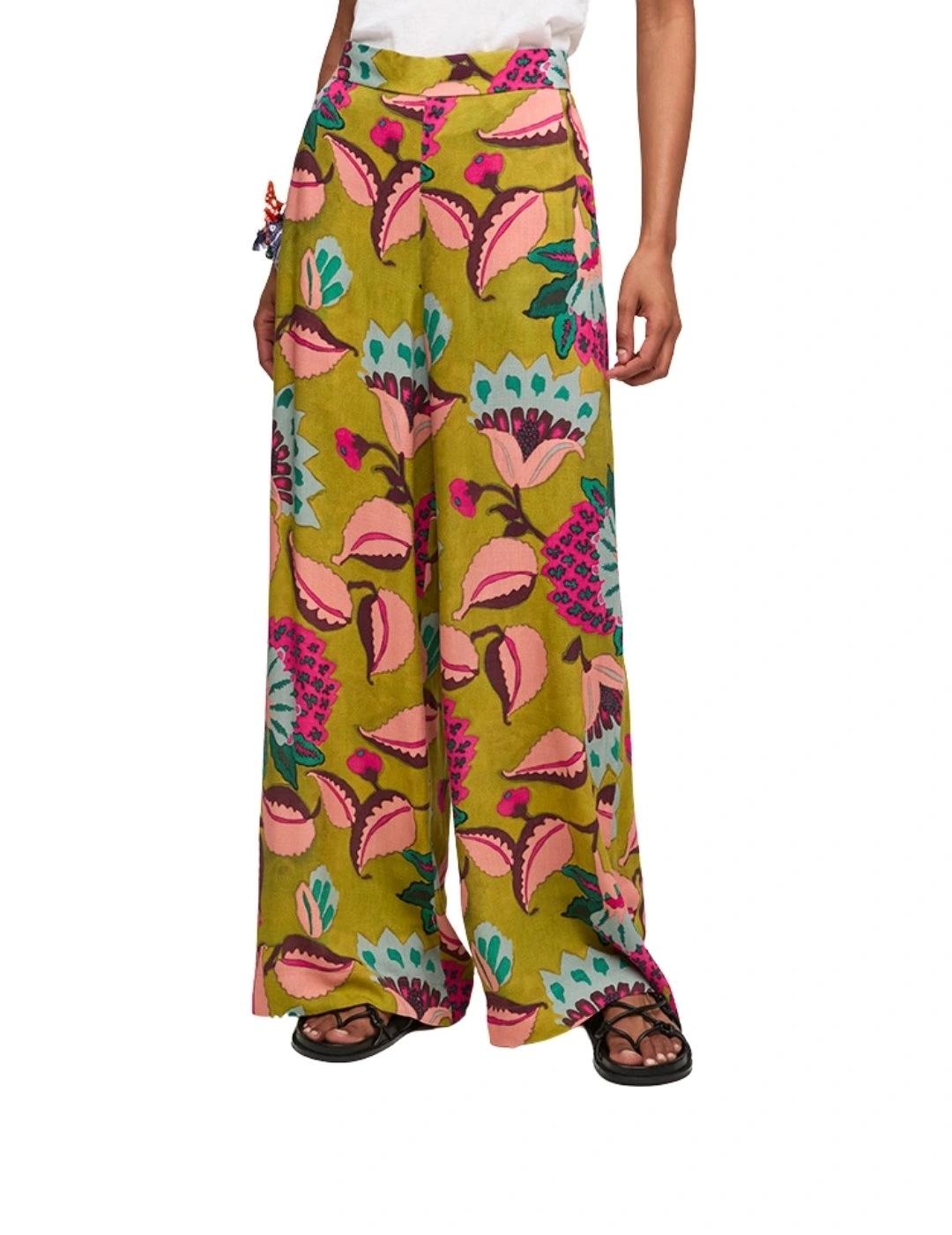 Aldo Martins Pantalón Verde con flores rosas