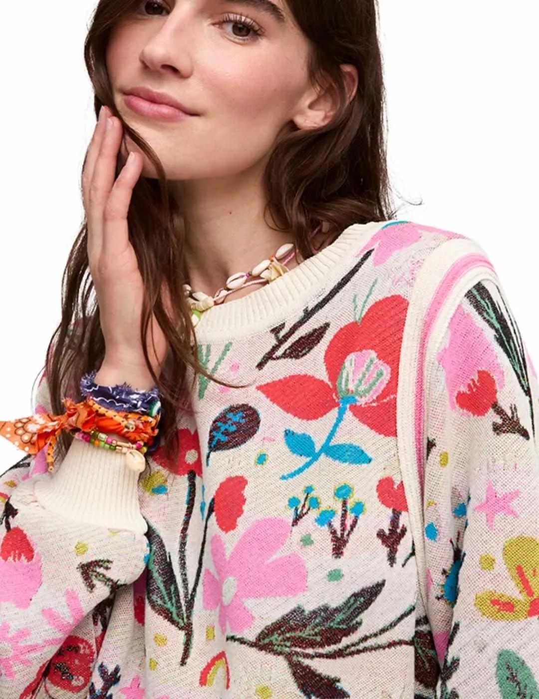 Aldo Martins Jersey Claro con flores de colores