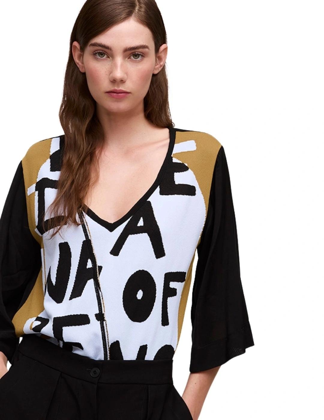 Aldo Martins Jersey cuello pico Marrón con letras