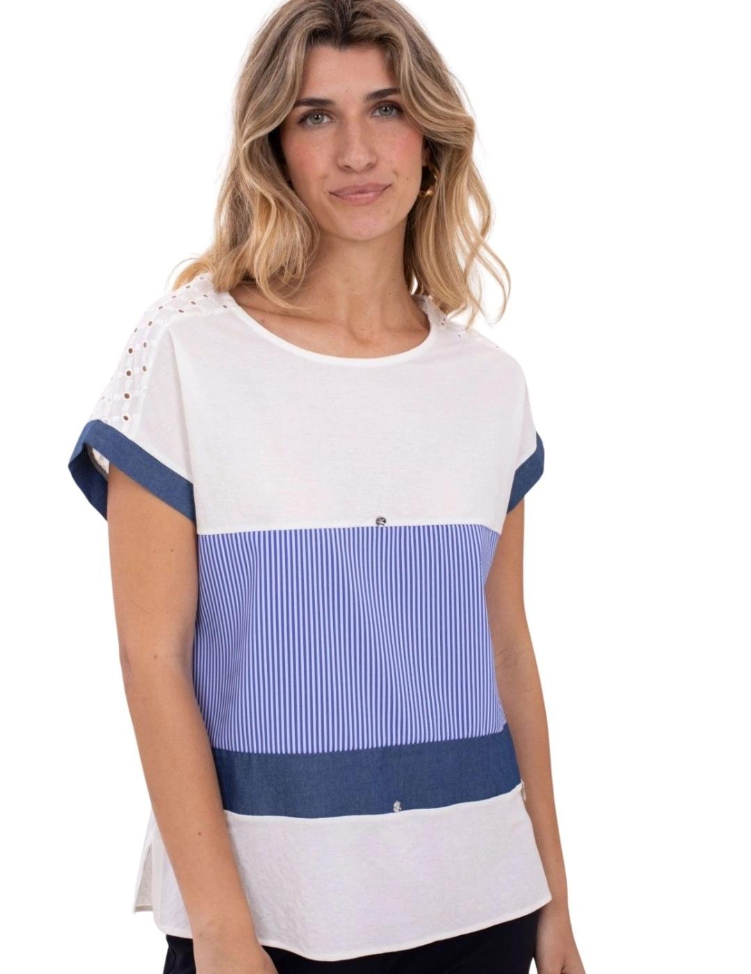 Anna Mora Camiseta Tejidos combinados