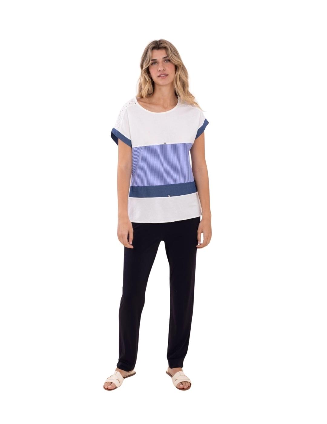 Anna Mora Camiseta Tejidos combinados