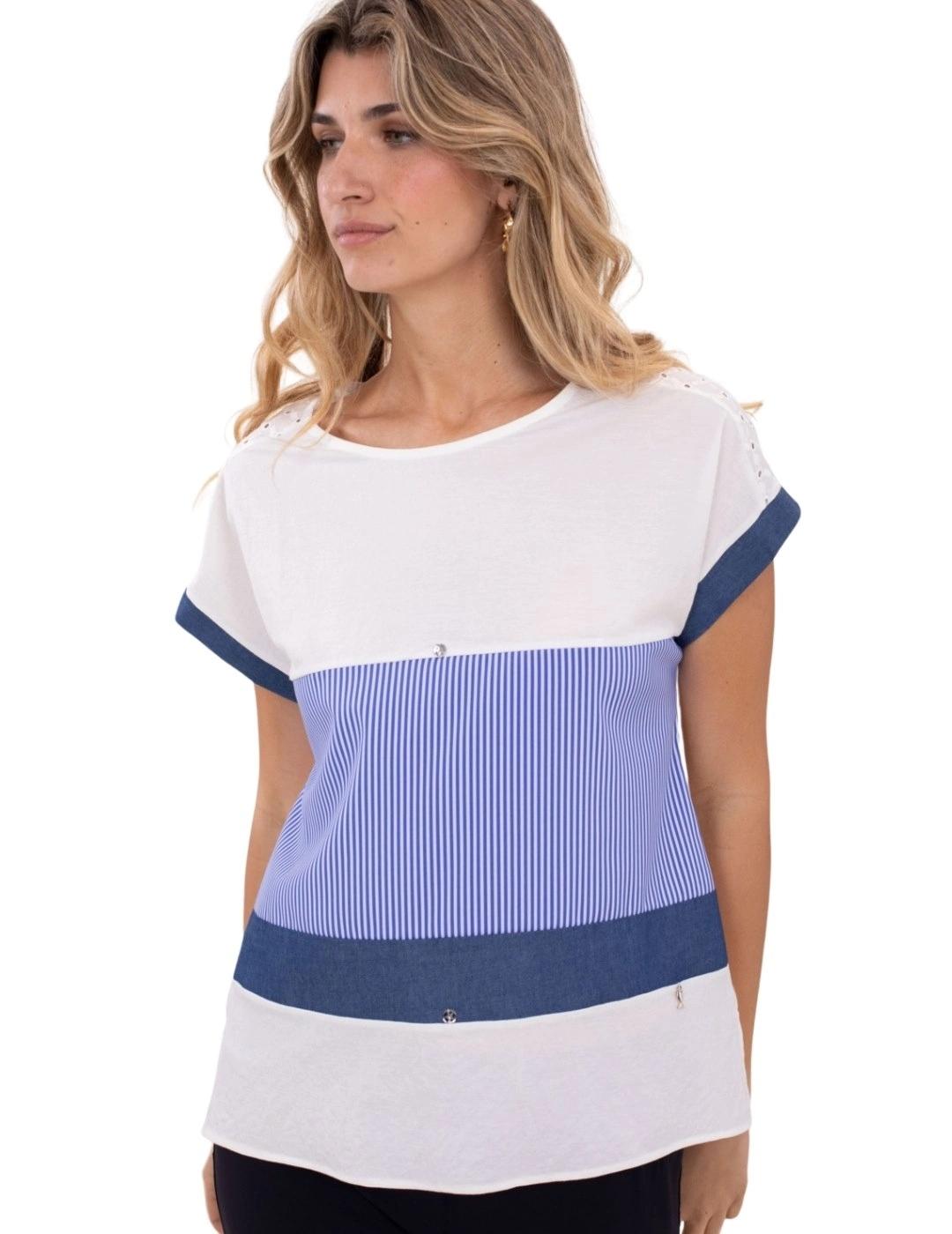 Anna Mora Camiseta Tejidos combinados