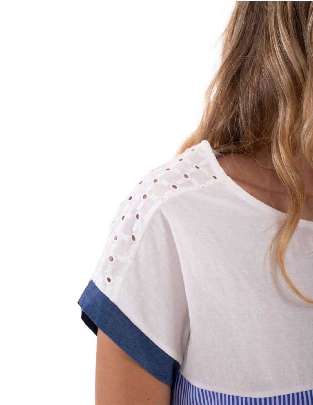 Anna Mora Camiseta Tejidos combinados