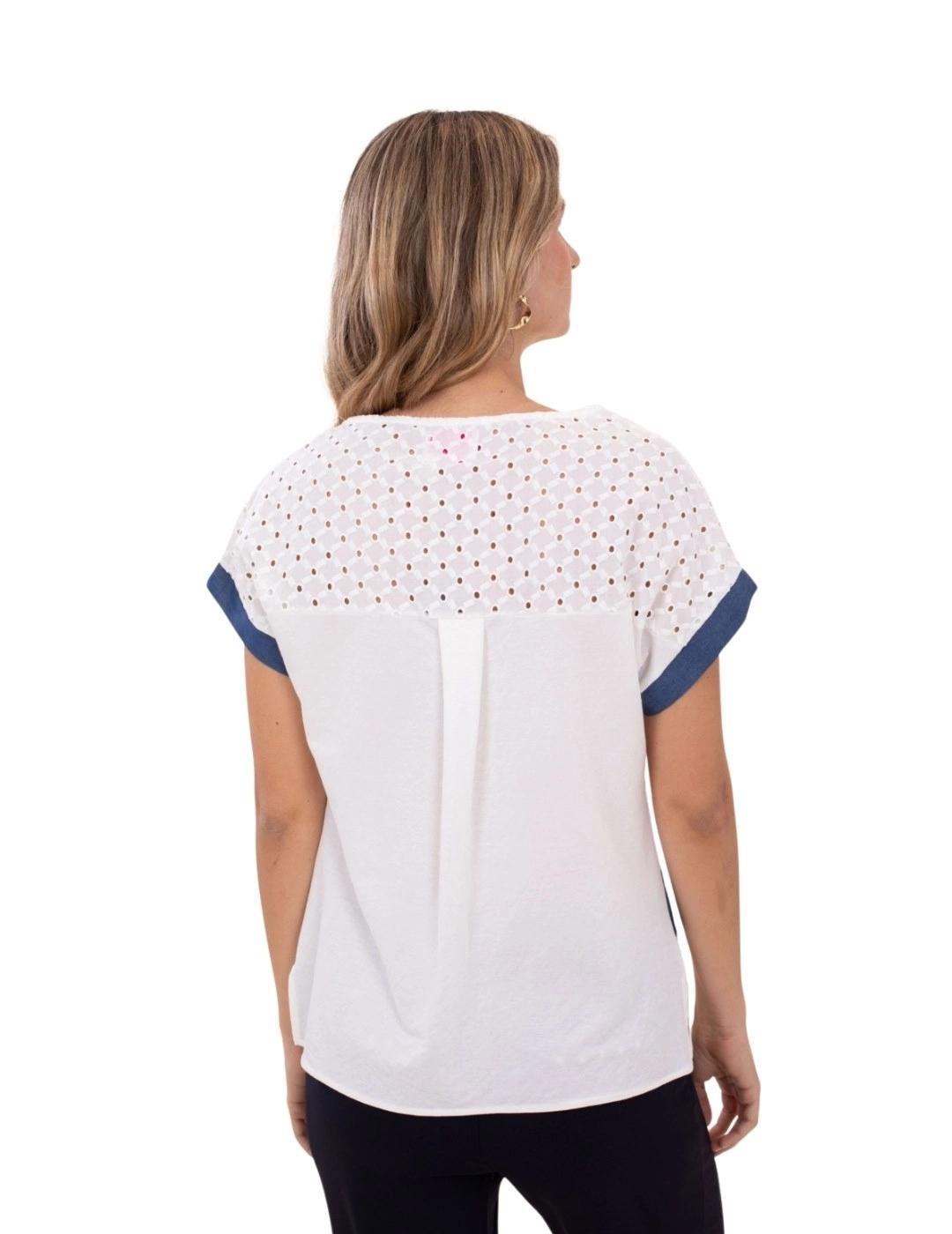 Anna Mora Camiseta Tejidos combinados