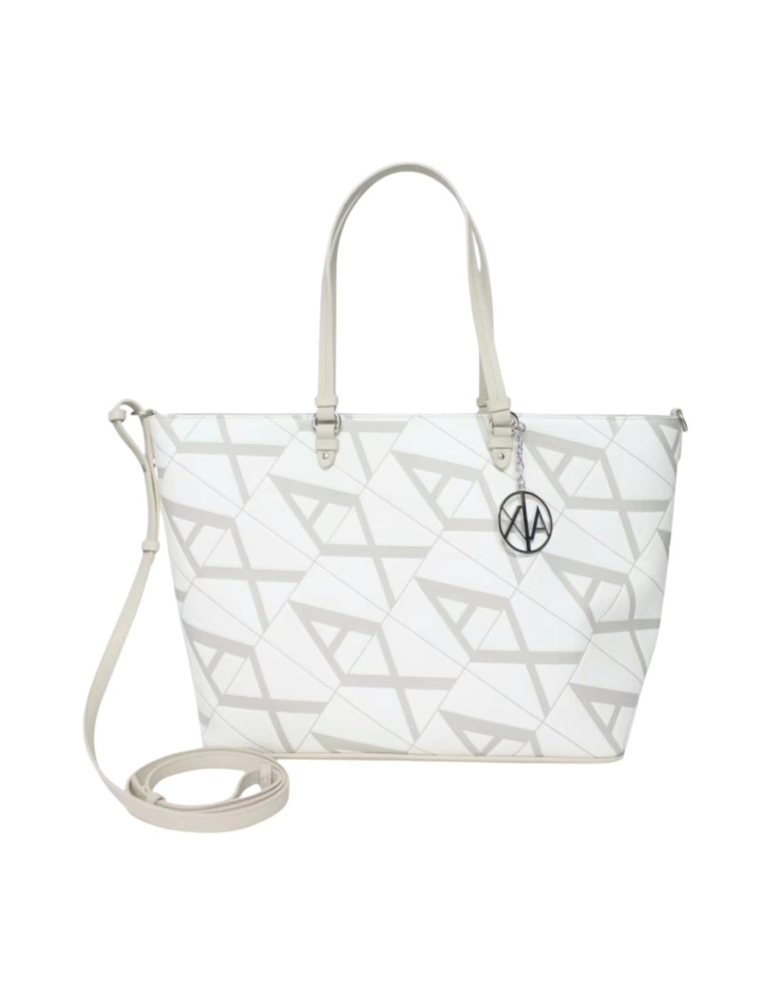 Armani Bolso Shopper Blanco con logo AX gris