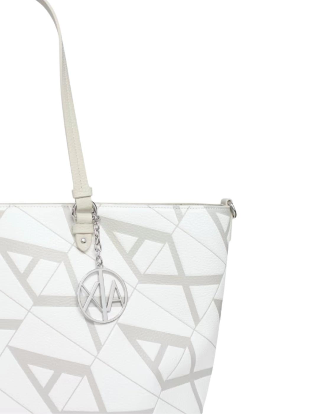 Armani Bolso Shopper Blanco con logo AX gris