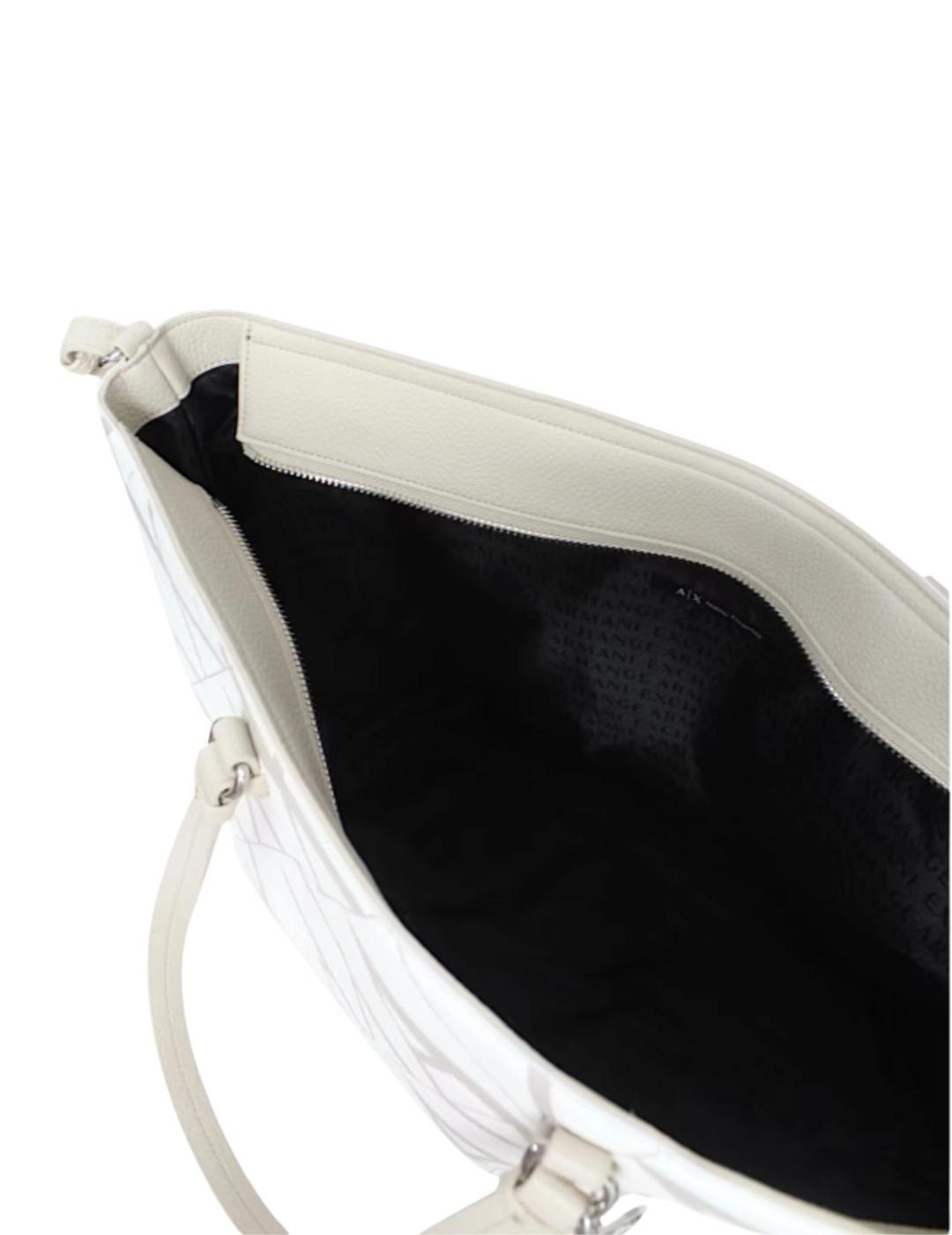 Armani Bolso Shopper Blanco con logo AX gris