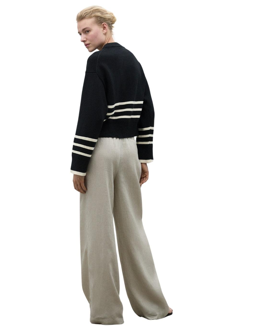 Ecoalf Jersey Lanyu Negro rayas blancas mujer