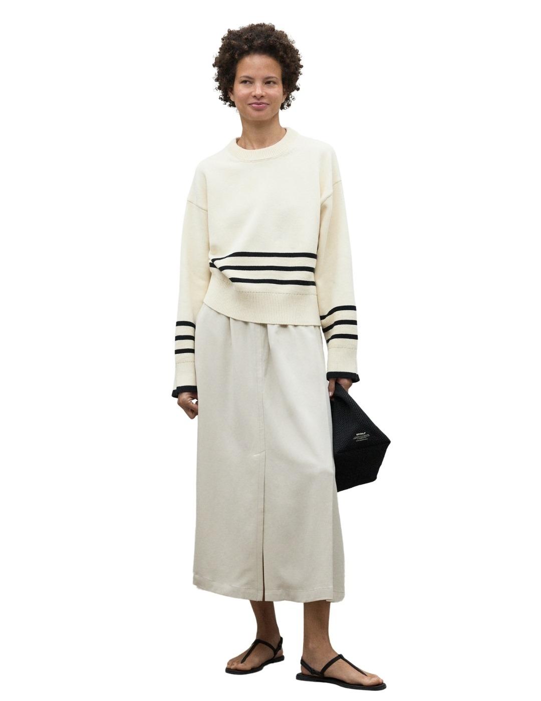 Ecoalf Jersey Lanyu Blanco rayas negras mujer