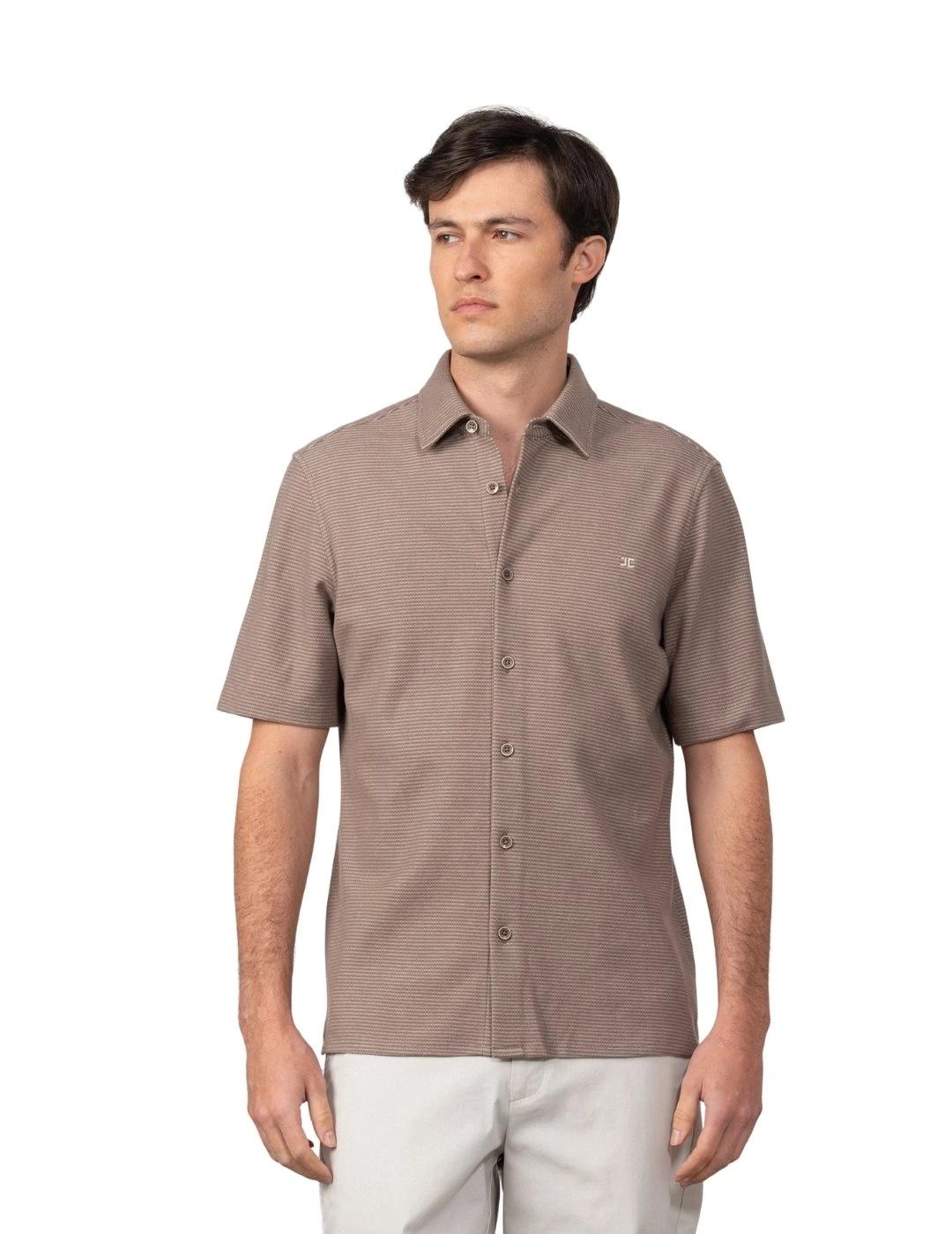 Etiem Camisa Punto Manga Corta Marrón