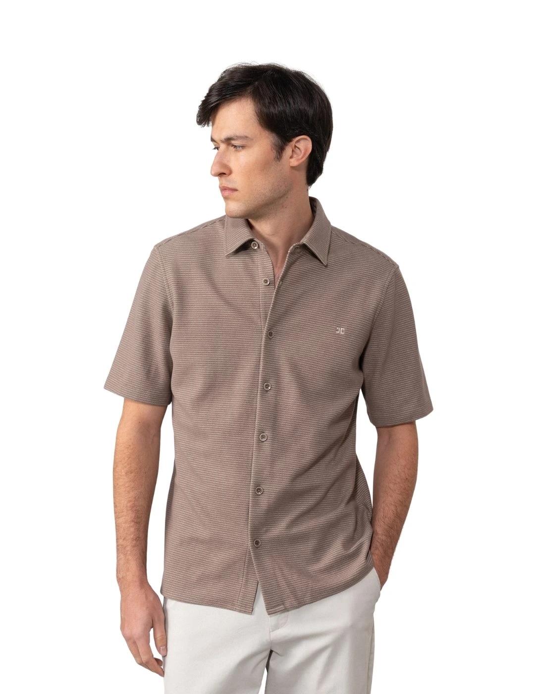 Etiem Camisa Punto Manga Corta Marrón