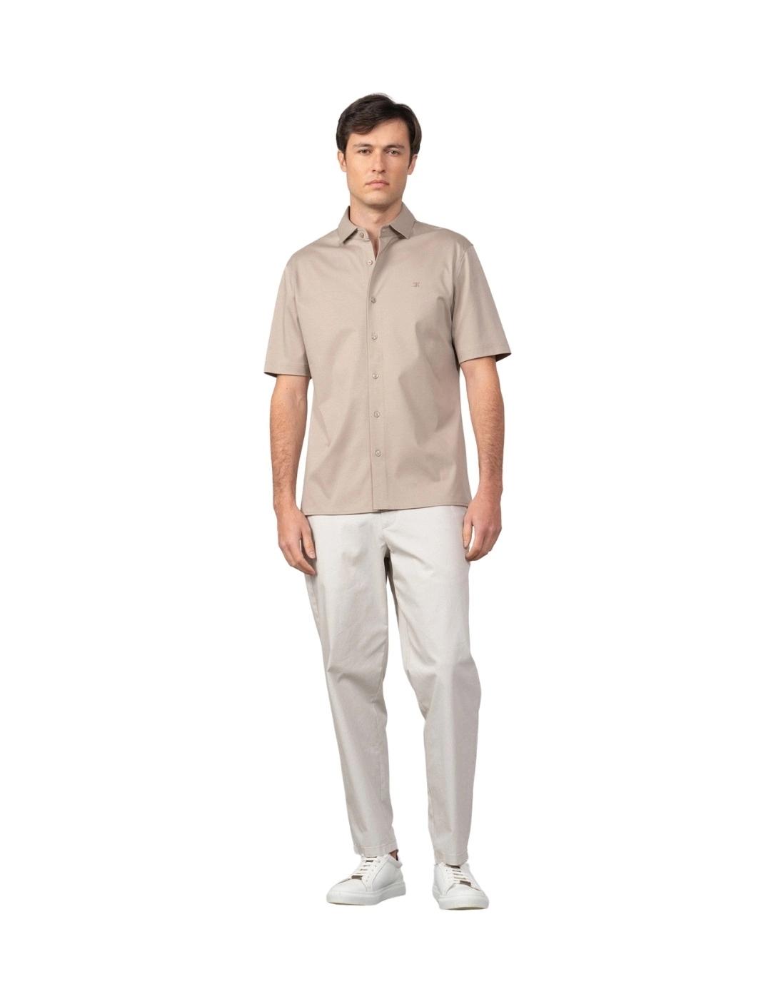 Etiem Camisa de punto de algodón Manga Corta Beige
