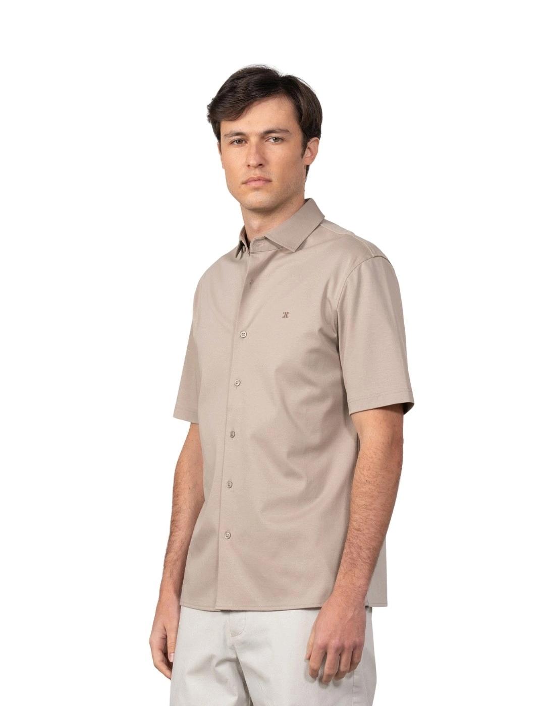 Etiem Camisa de punto de algodón Manga Corta Beige