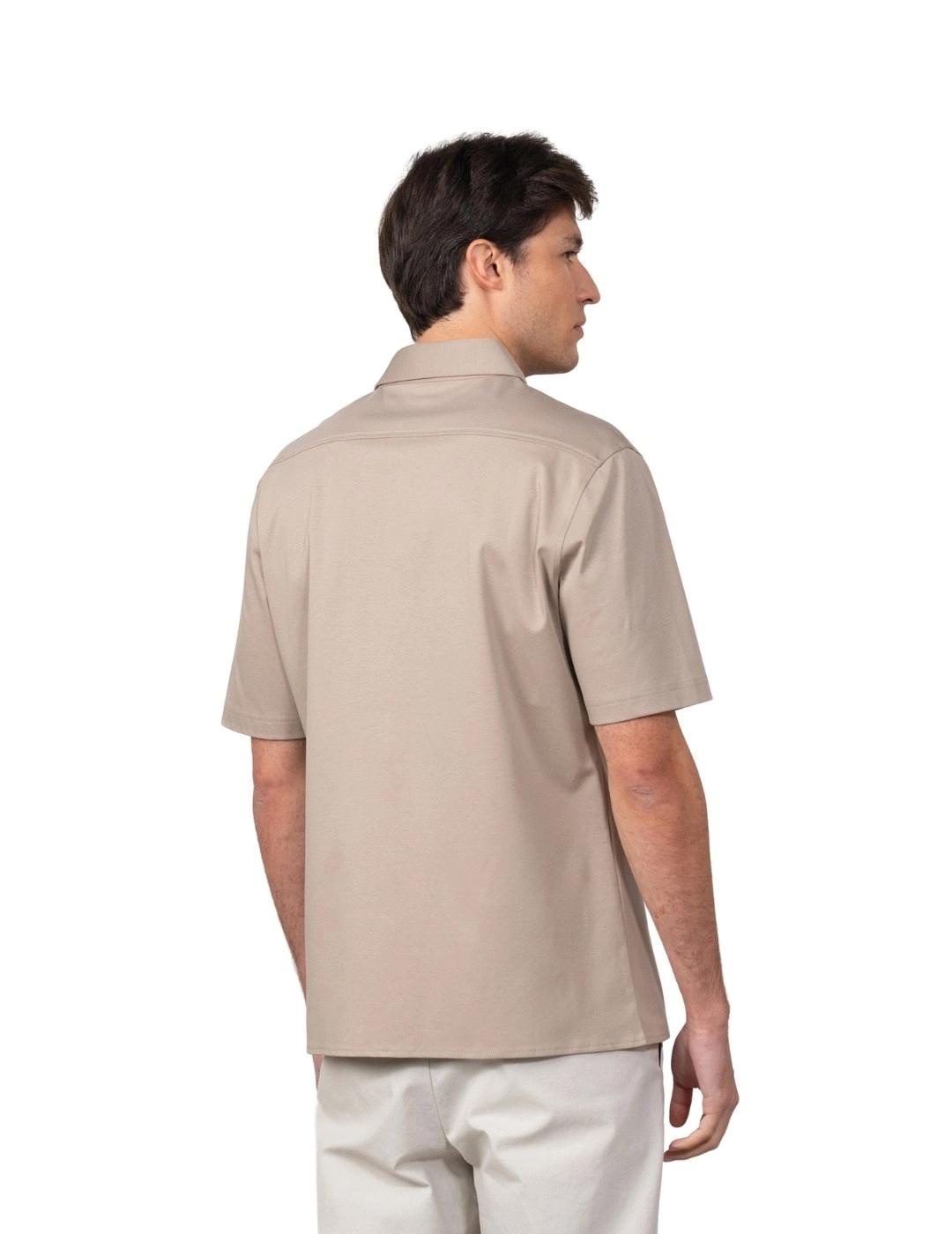 Etiem Camisa de punto de algodón Manga Corta Beige