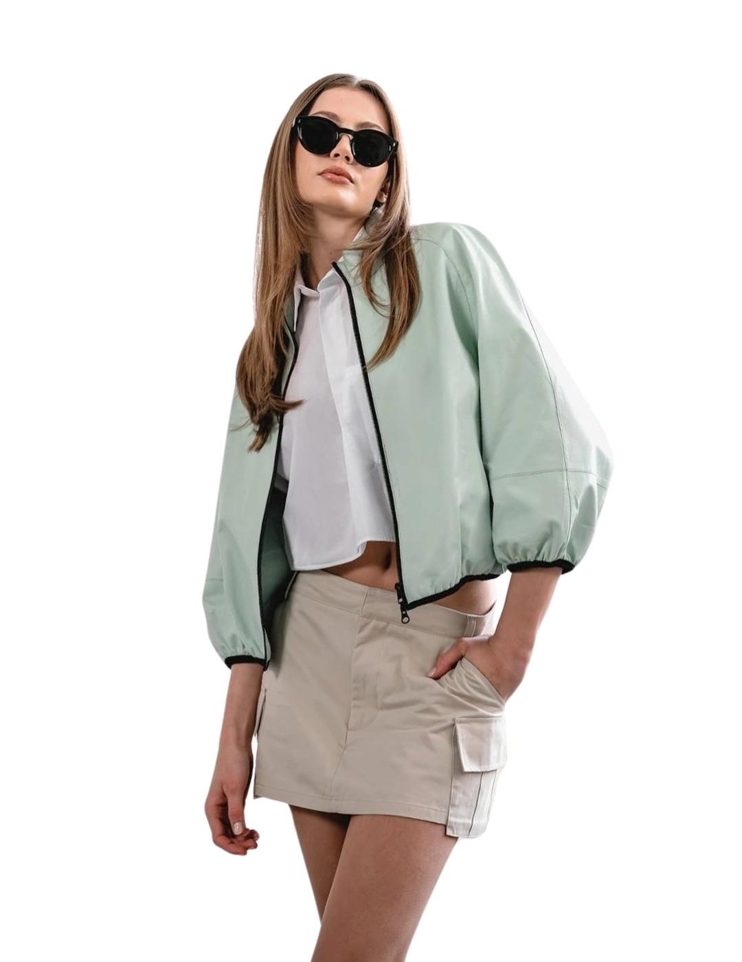 Freaky Nation Cazadora de cuero Candy Turquesa