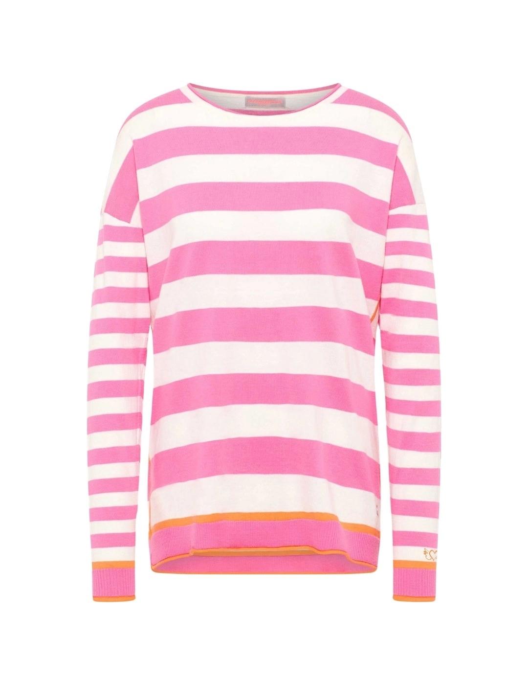 Frieda Jersey Rosa de Rayas blancas