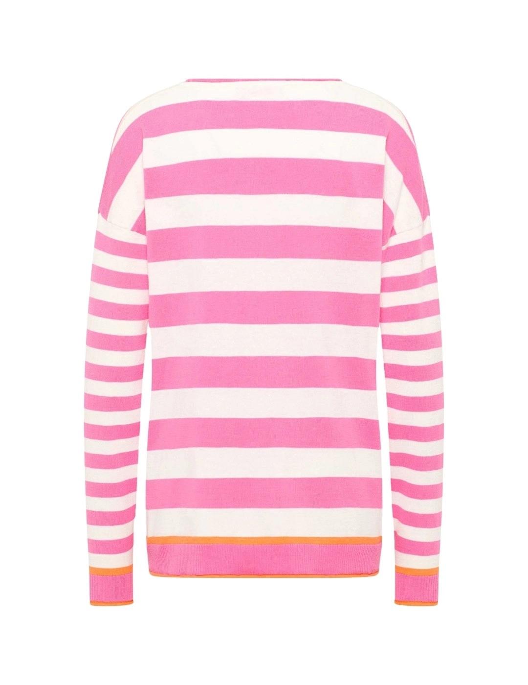 Frieda Jersey Rosa de Rayas blancas