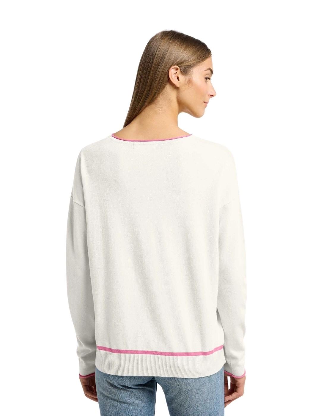 Frieda Jersey blanco raya rosa