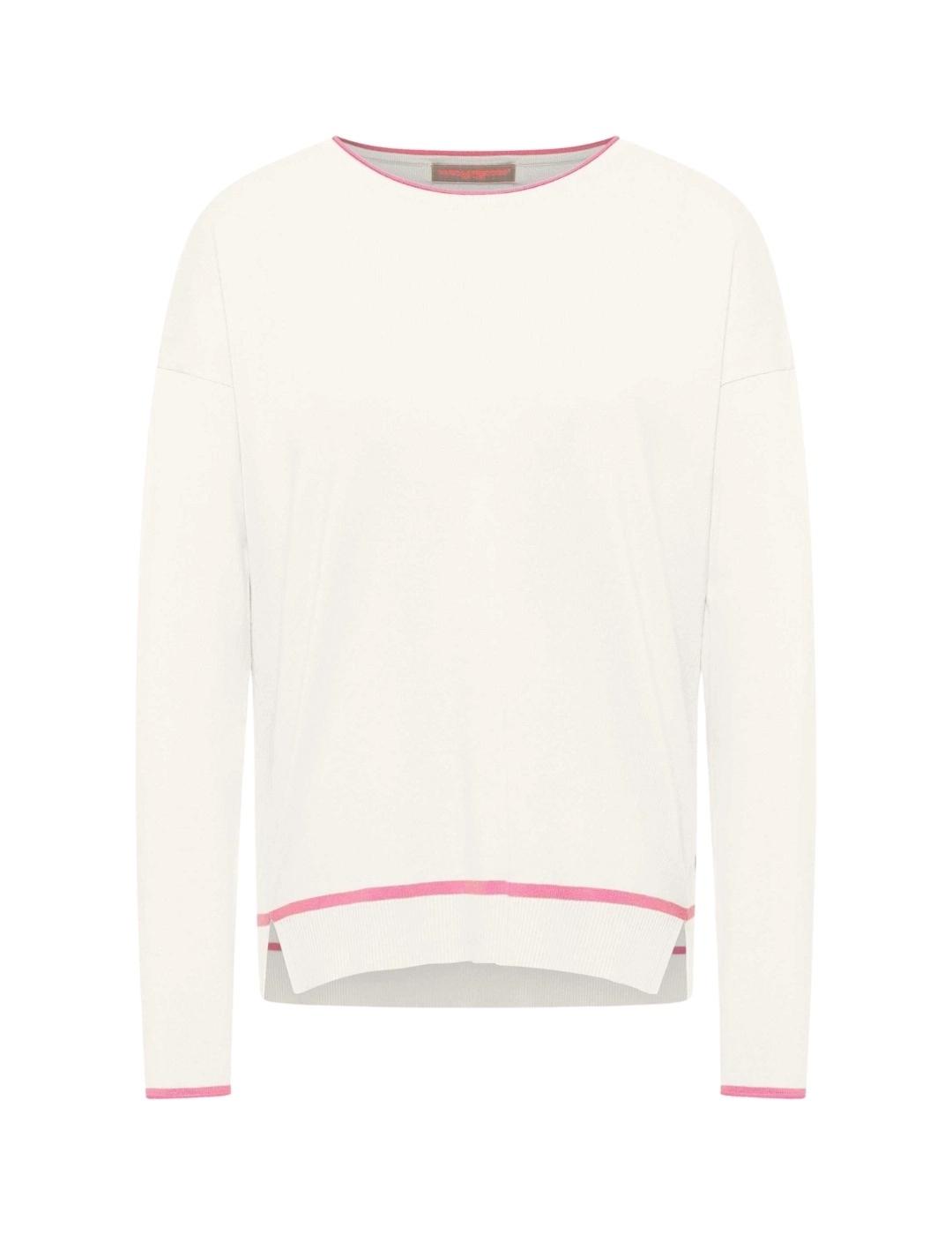 Frieda Jersey blanco raya rosa