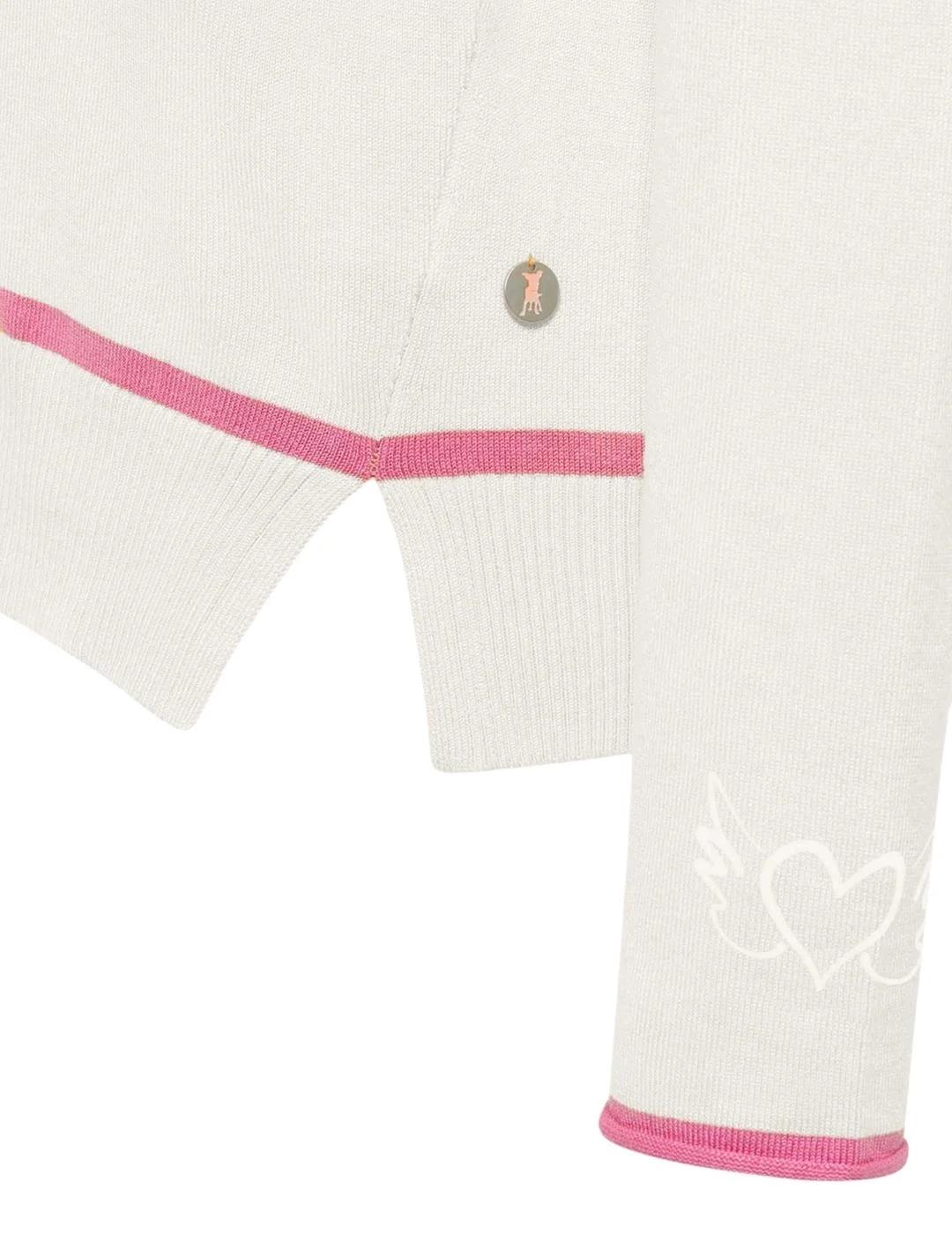 Frieda Jersey blanco raya rosa