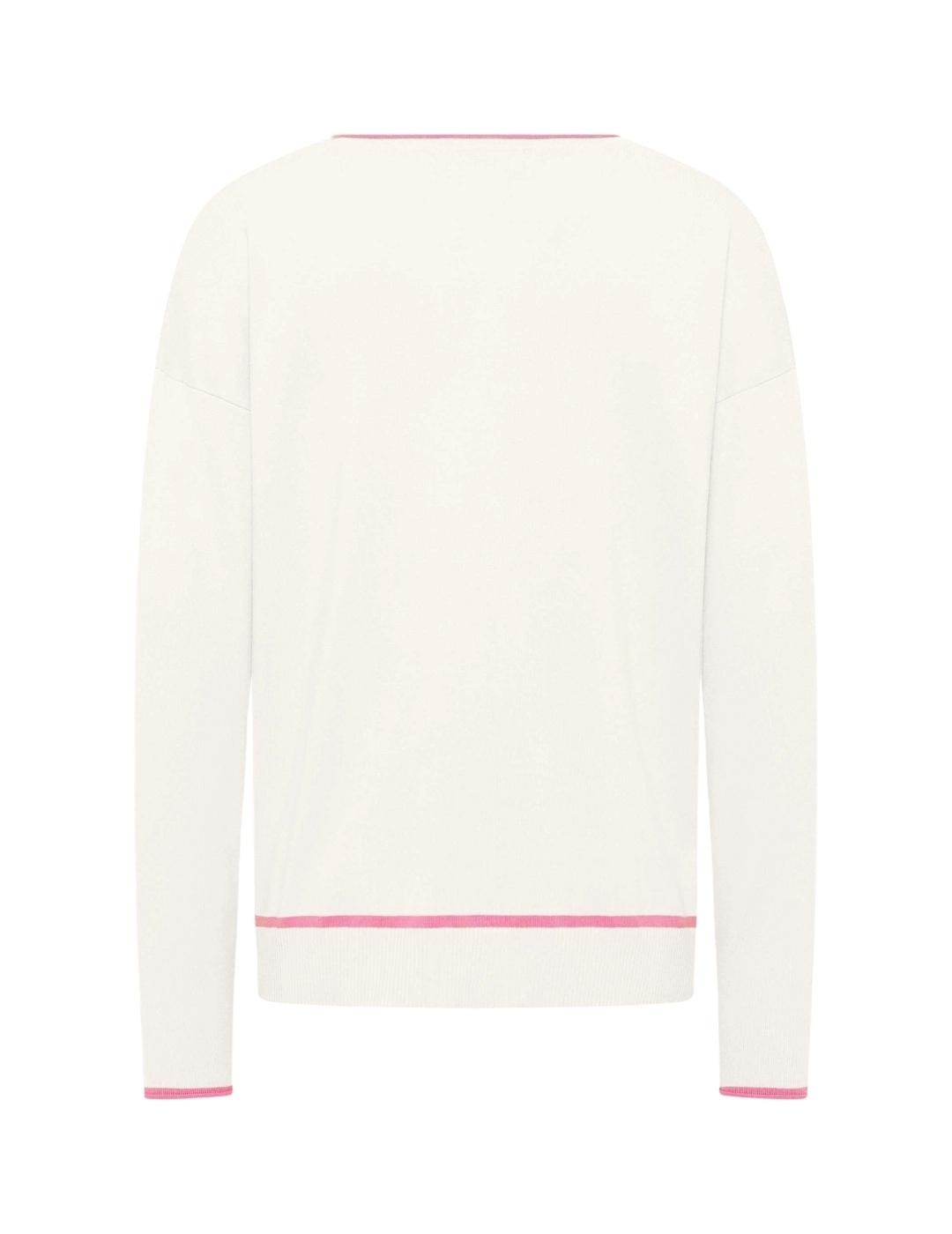 Frieda Jersey blanco raya rosa