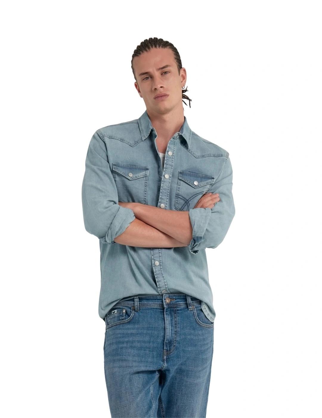 Gas Camisa Long Sleeves Shirt Kant New  Stone Wash