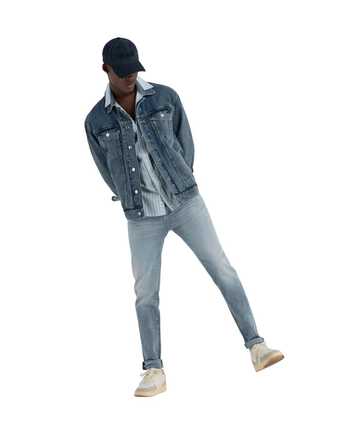 Gas Pantalones 5 Pockets Sax Zip Rev Stone Medium