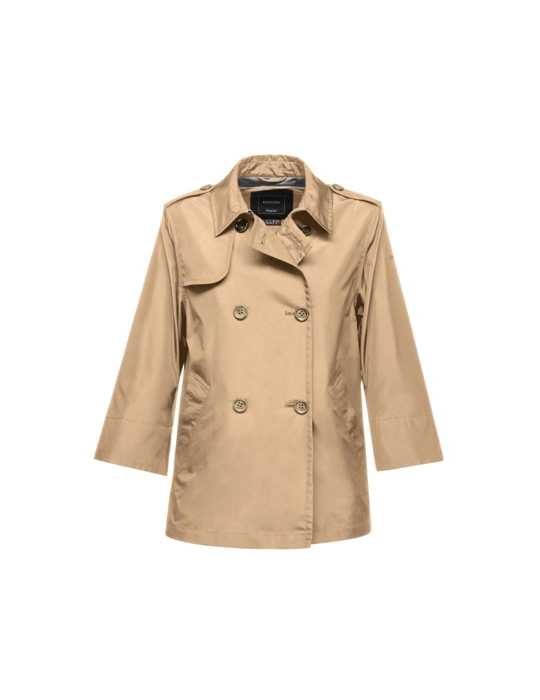 Geox Gabardina Corta Soleil Beige mujer