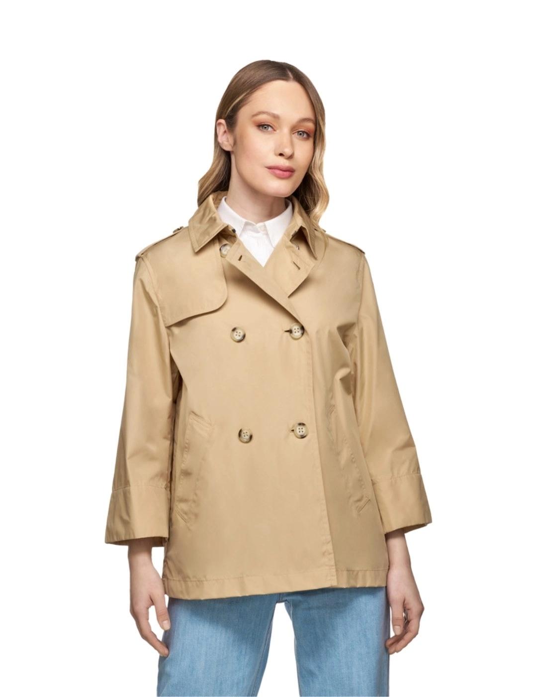 Geox Gabardina Corta Soleil Beige mujer