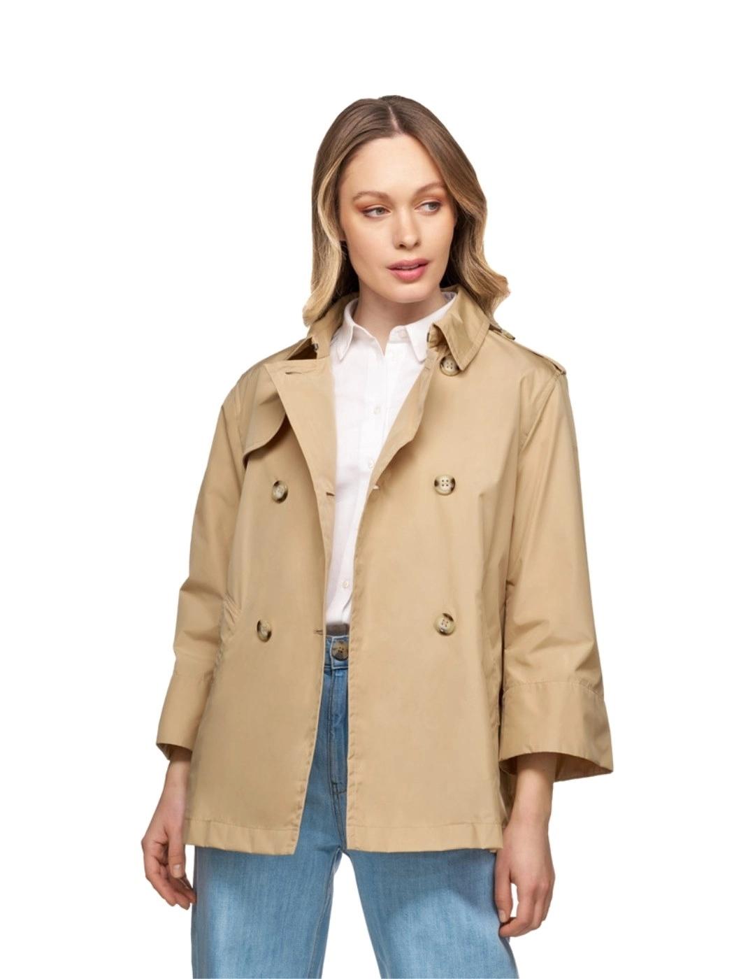 Geox Gabardina Corta Soleil Beige mujer