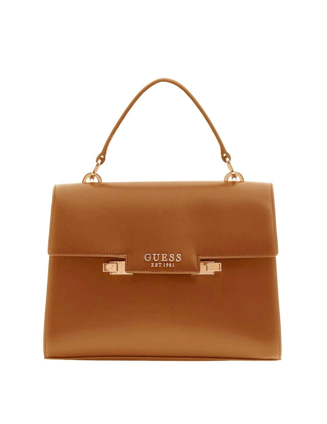 Guess Bolso Eco Aldith Top Handle Flap Cognac