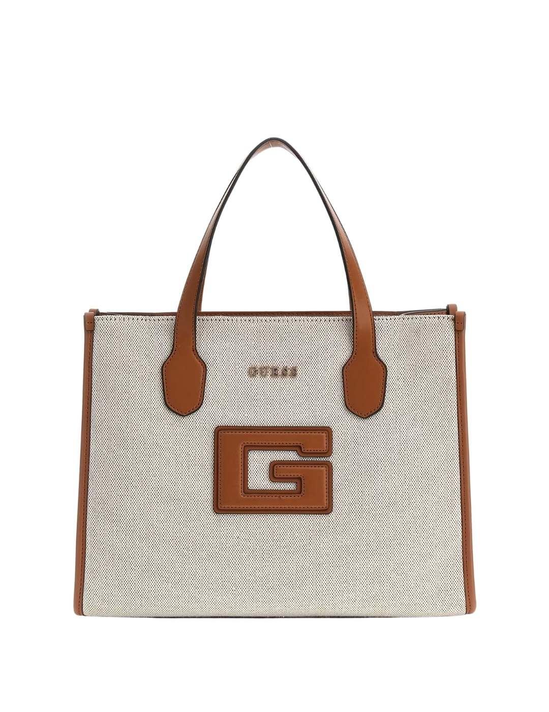 Guess Bolso G Status 2 Compartment Tote  Natural/C