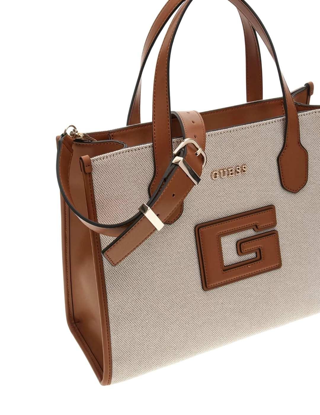 Guess Bolso G Status 2 Compartment Tote  Natural/C