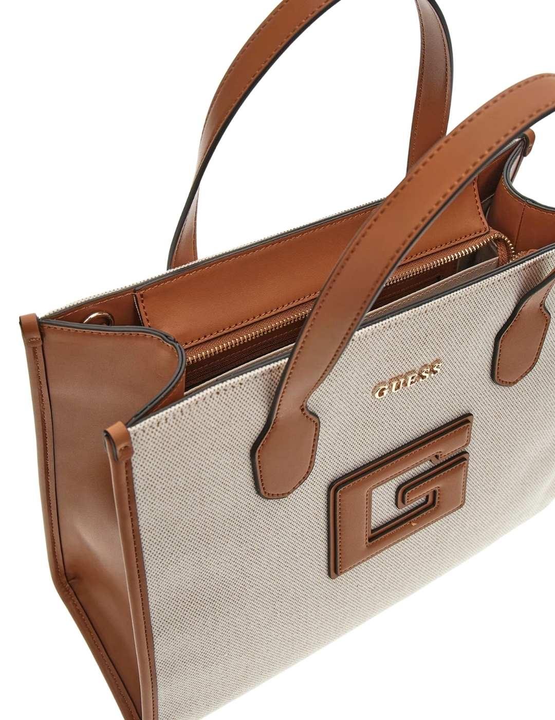 Guess Bolso G Status 2 Compartment Tote  Natural/C