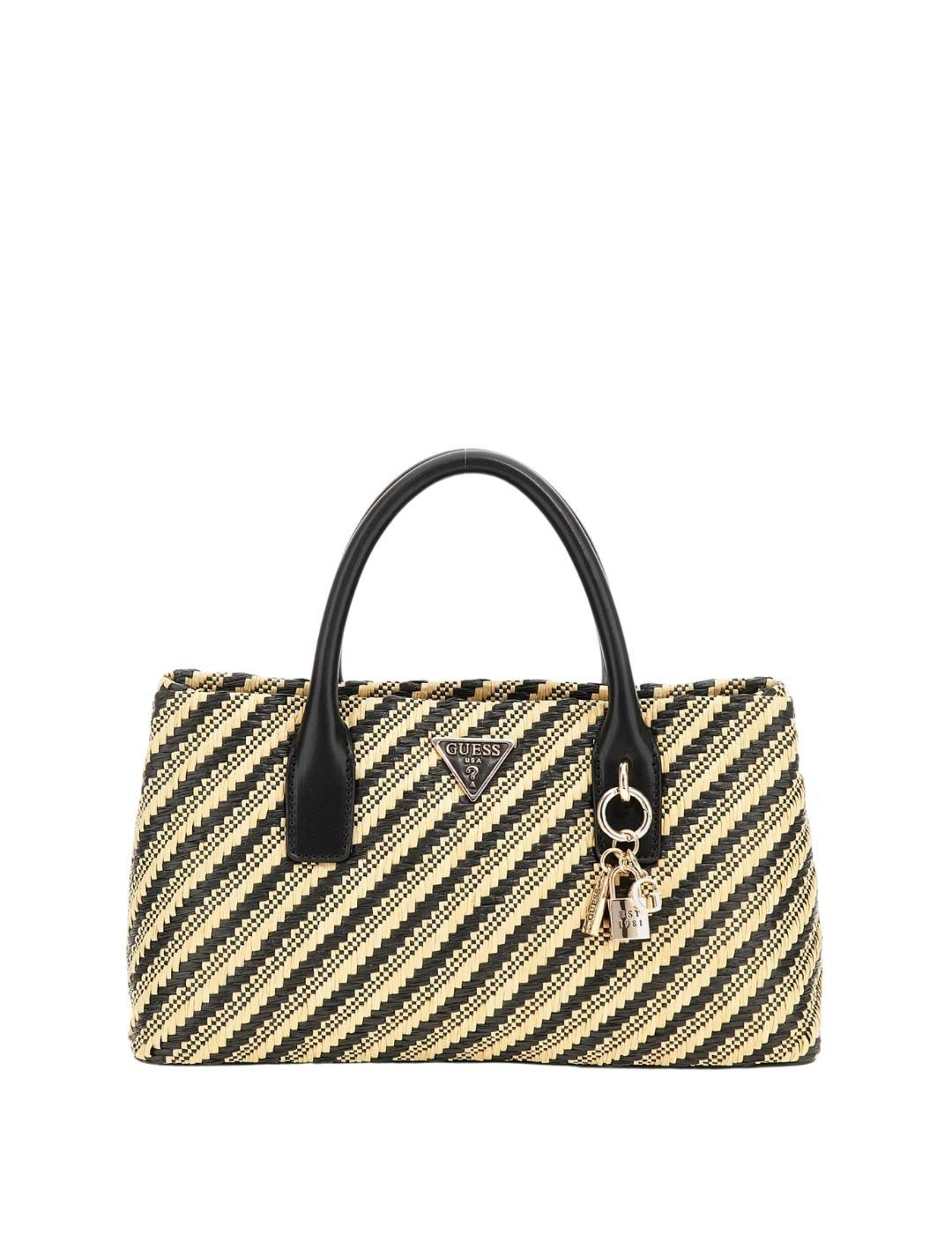 Guess Bolso Simona Small Satchel  Natural/Black