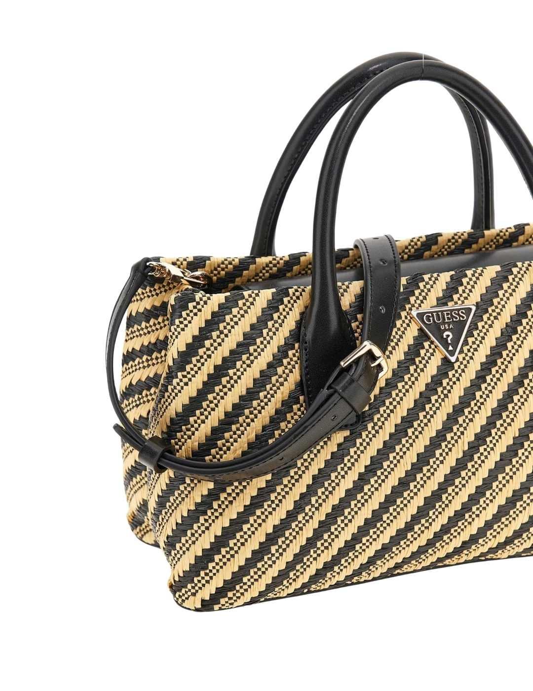 Guess Bolso Simona Small Satchel  Natural/Black