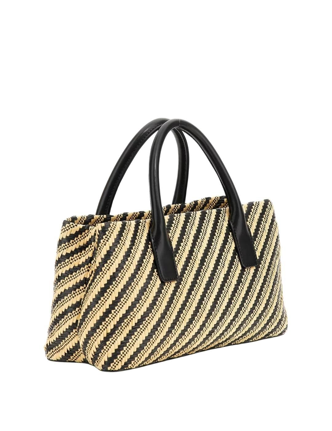 Guess Bolso Simona Small Satchel  Natural/Black