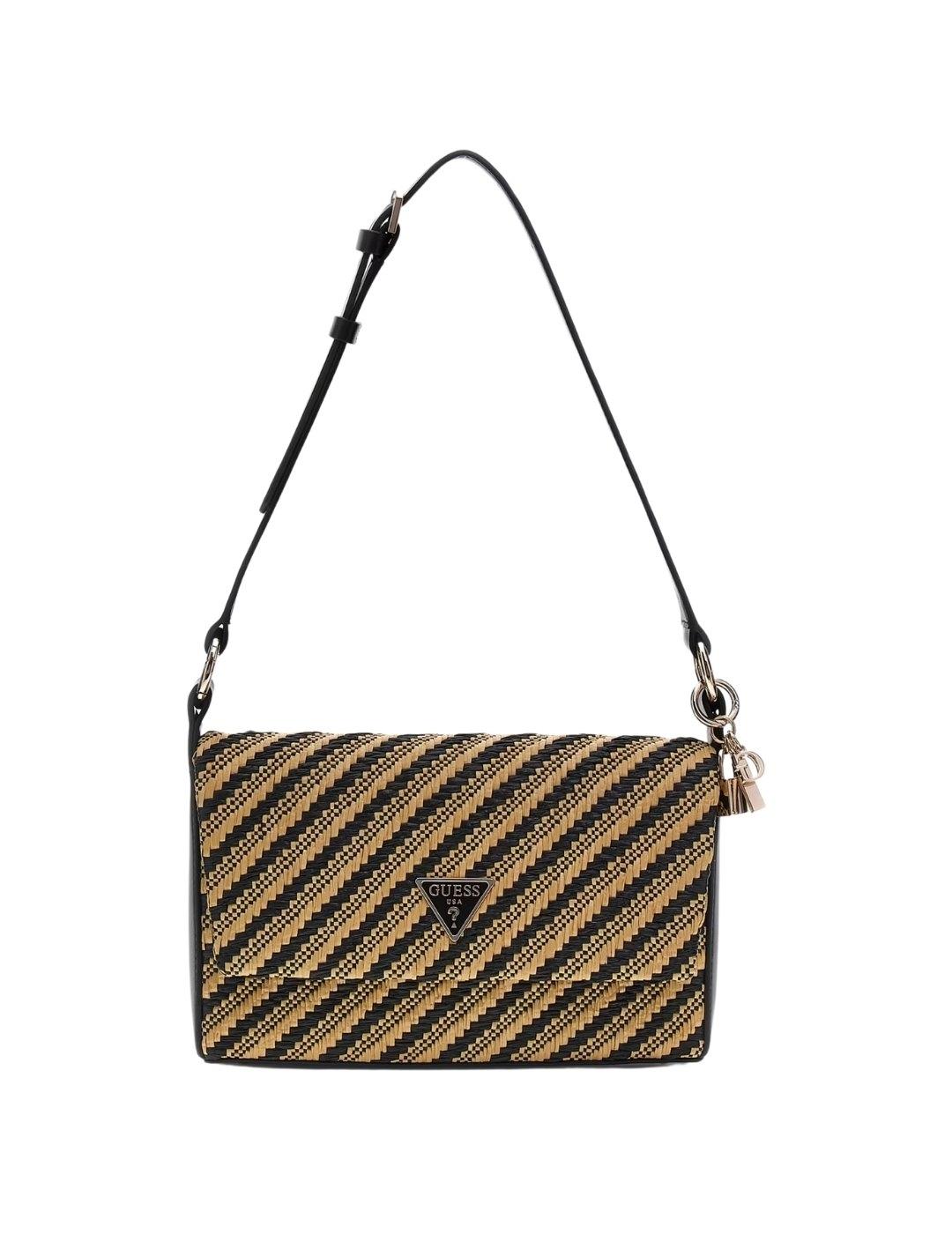 Guess Bolso Simona Flap Shoulder Bag  Natural/Blac