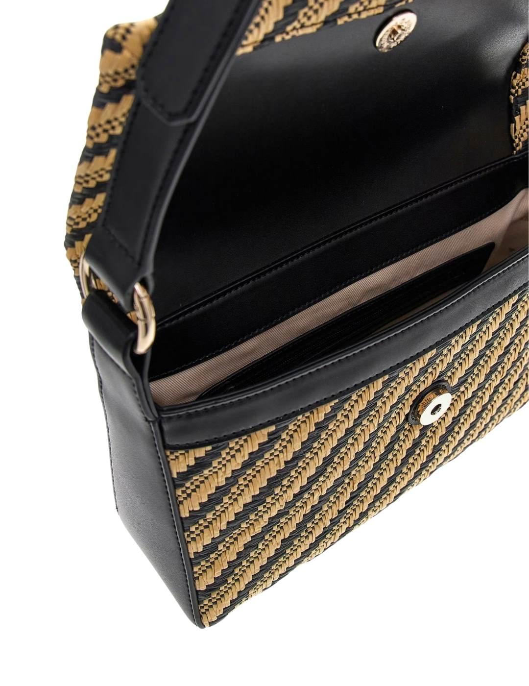 Guess Bolso Simona Flap Shoulder Bag  Natural/Blac