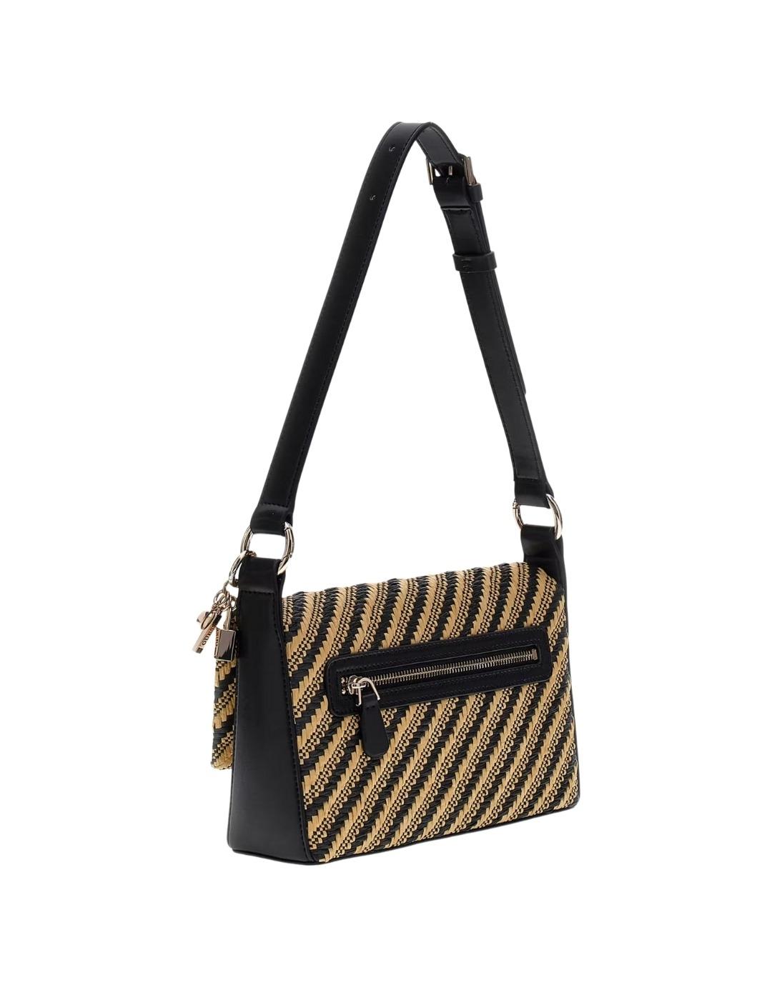 Guess Bolso Simona Flap Shoulder Bag  Natural/Blac