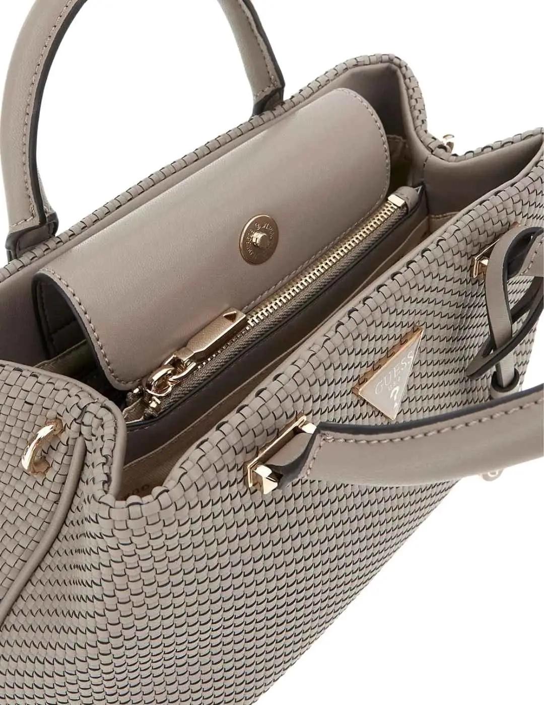 Guess Bolso Phaedra Small Satchel Dark Taupe