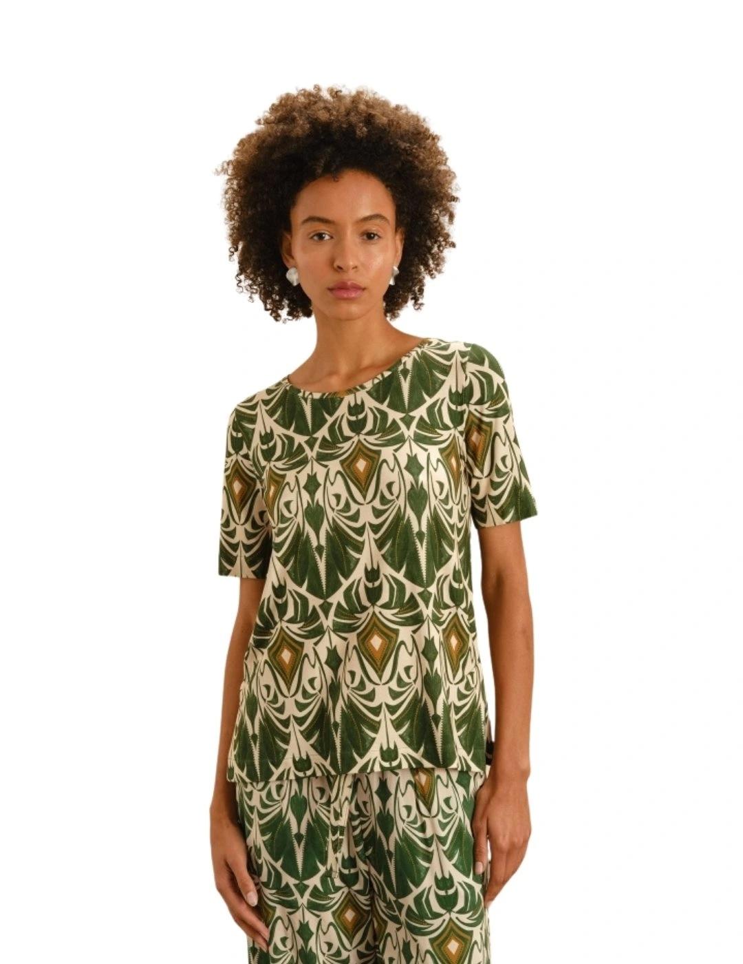 Guitare Camiseta Manga corta Verde estampado