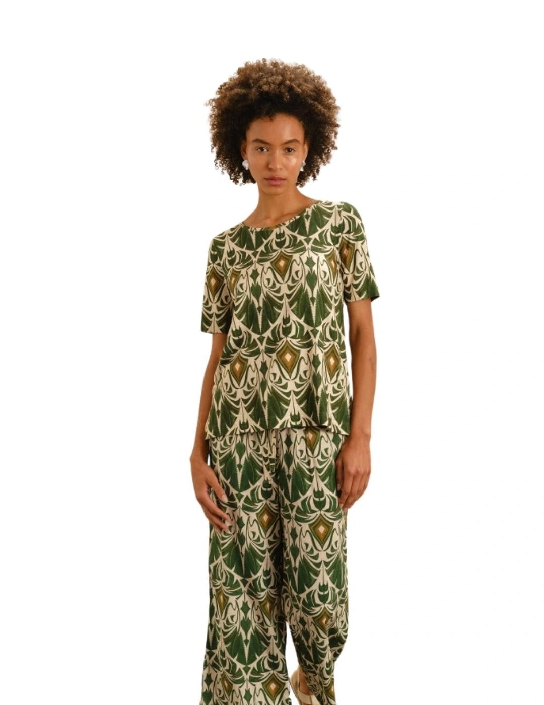 Guitare Camiseta Manga corta Verde estampado