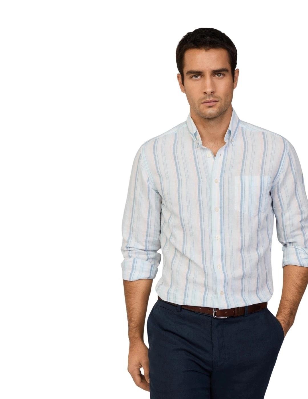 Hackett Camisa de rayas Azul cielo