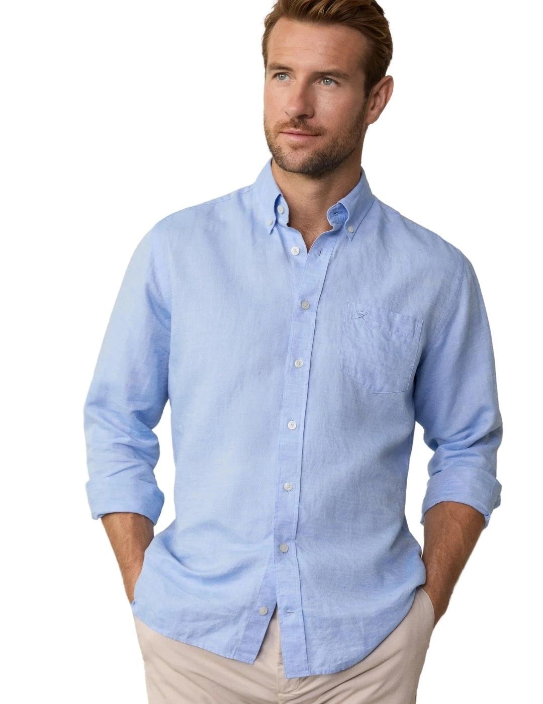 Hackett Camisa de lino Azul Spa