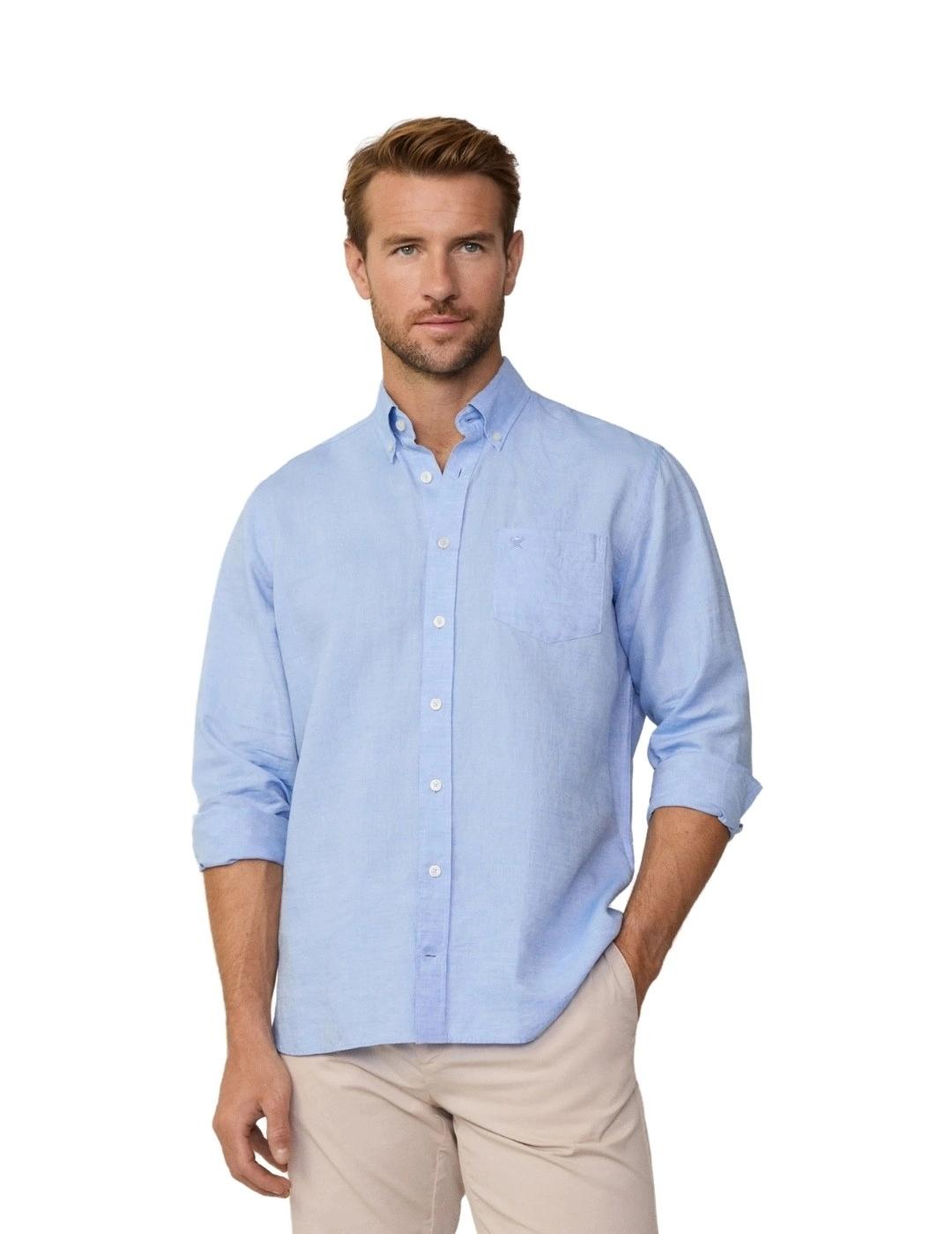 Hackett Camisa de lino Azul Spa