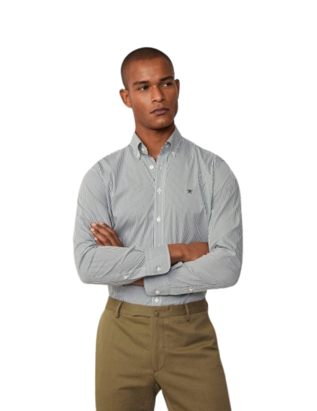 Hackett Camisa de rayas Verde oscuro