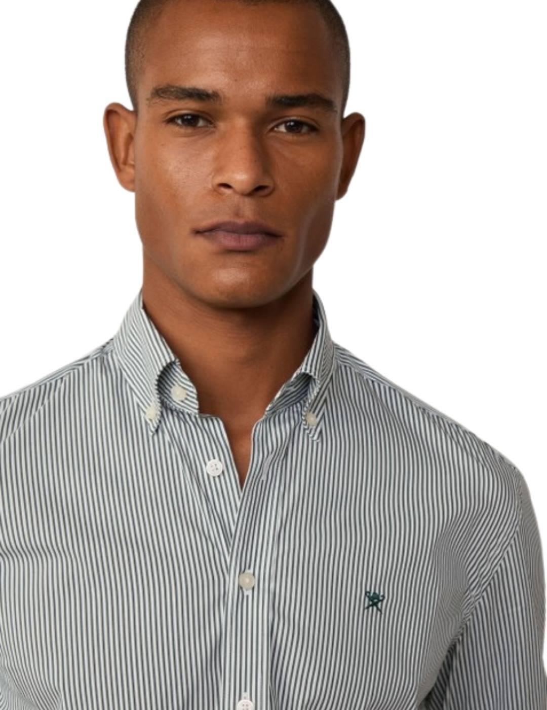Hackett Camisa de rayas Verde oscuro