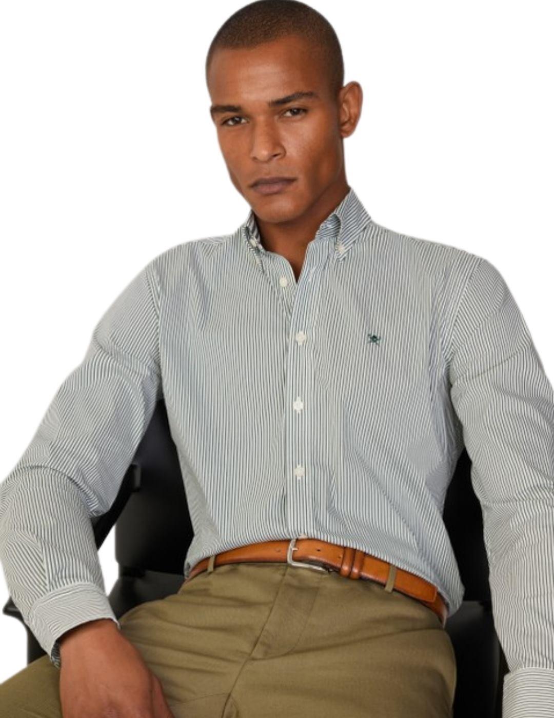 Hackett Camisa de rayas Verde oscuro