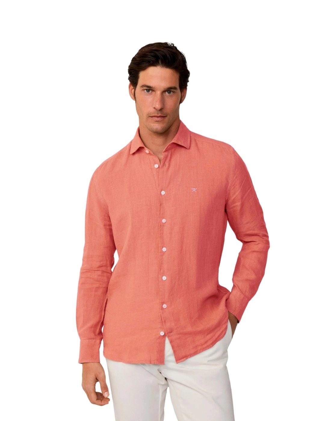 Hackett Camisa de lino Coral